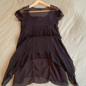 ZARA Embroidery Black Blouse Size S